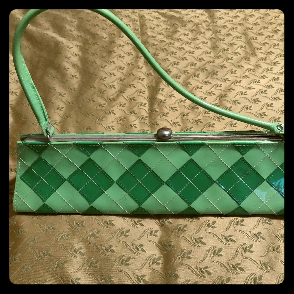 Ruby mar green pleather argyle purse